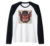 Oni Yokai Devil Mask Japanese Art Samurai Ukiyo-e Raglan Baseball Tee