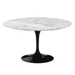 Knoll - Saarinen Round Table - Matbord, Ø 137 cm, Svart underrede, skiva i glansig Statuarietto marmor - Ruokapöytä - Eero Saarinen - Valkoinen - Metalli/Kivi