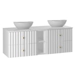 Meuble double vasque 140cm 2 niches Izae Blanc