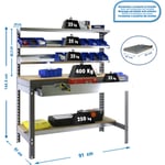 Etagère basse banc de travail simonwork BT1 box 900 gris/bois - 1445x910x610 400Kg Simonrack