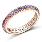 Faberge 18ct Rose Gold Multi Stone Rainbow Fluted Band Ring - 54