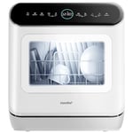 COMFEE' Mini Plus Dishwasher CDWMT305W-UK Compact Table Top Countertop Dishwasher with Built-in 6L Water Tank, Hygiene Wash, Auto Door Open Drying, Energy Class D - White