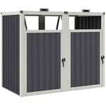 Outsunny Abri pour 2 poubelles 240L, Cache Poubelle extérieur, Portes avec poignées, couvercles relevables à 180°, Acier galvanisé, 73 x 81 x 122 cm, Gris foncé