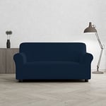 Italian Bed Linen Elastic Sofa Cover “Piu Bello”, 97% Polyester + 3% Elastometer, Dark Blue, 2 Places