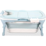 Randaco - 118cm Baignoires Pliante Adultes Mobiles pour Bébés Bathtubs avec Couvercle & Tablette & Mains Courantes Baignoire sur pied