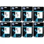 GENUINE AUTHENTIC HEWLETT PACKARD HP 38 INK CARTRIDGE X 8 FULL SET