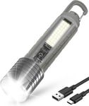 Maxesla Lampe Torche LED ultra Puissante 8000 Lumens, Lampe Torche LED Puissante Rechargeable avec COB, Zoomable, Étanche IP65, pour la Randonnée en Plein Air, le Camping.[G80]