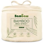 Bambaw - Bed Sheet 160x200 cm, 100% Bamboo Fitted Sheet, Ivory Deep Fitted Sheet, Bed Sheets, Bamboo Bedding, Soft Fitted Sheet, Vegan Bedding, Anti Dust Mite Bedding, Cooling Bed Sheet