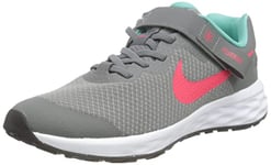 Nike Mixte enfant Revolution 6 Flyease Little Kids Easy On Off Shoes, Smoke Grey Siren Red Washed Teal, 29.5 EU