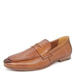 HX London Sutton Leather Tan Mens Slip On Penny Loafer Shoes - Size UK 9