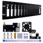 GeeekPi 3U Rack Kit for Raspberry Pi 4B, 19" 3U Rackmount Supports 1-14 Units with 14pcs Raspberry Pi Fans, Aluminum Heatsinks, Micro HDMI to HDMI Boards, TF Card to FPC Boards for Raspberry Pi 4B