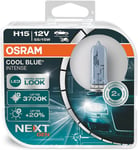 OSRAM Cool Blue® Intense H15, +20% enemmän kirkkautta, jopa 3 700 kt, halogeenin ajovalovalaisu, LED-ilme, duo-laatikko (2 lamppua), 64176cbn-HCB