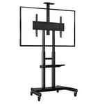 Ergosolid Pied Pivotant et Réglable en Hauteur de 55 à 80 Pouces Chariot TV Meuble Télé Support avec Roulette VESA Max de 800 x 500 mm Capacité Max de 90,9 kg, Noir