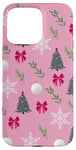 iPhone 15 Pro Max Pink Christmas Ornament Snowflake Coquette Xmas Tree Case