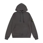 Stone Trendy American Stone Island Emblem Ren Bomull Hoodie För Män Kvinnor High Street Loose Coat Hoodie Mörkgrå Mörkgrå Dark Grey L