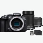 canon eos r10 mirrorless camera rf s 55 210mm lens rf s 18 45mm lens sd card spare battery 5331C096