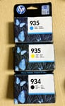 HP934 Black & HP935 Cyan & Yellow Ink Cartridges Pack Of 3 (f6)