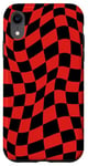Coque pour iPhone XR Carreaux noir et rouge vintage à carreaux
