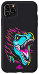 Coque pour iPhone 11 Pro Max Jurassic World Colorful Neon Iconic T-Rex Logo