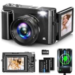 Digital Camera,Oiadek 4K 48MP Autofocus Vlogging Camera with 32G Memory Card 16X Digital Zoom,Compact Digital Camera with 3.0 inch 180° Flip Screen and Battery charger for Teenagers, Beginners,Adults