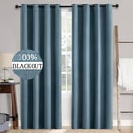 MIULEE Rideaux Opaques Rideaux isolants Thermiques avec Oeillets Rideaux en Lin 100% Opaques Rideaux occultants de Protection Contre Le Froid pour Le Salon Lot de 2, 140 x 260 cm Bleu