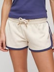 Superdry Essential Logo Racer Shorts, Light Oat Marl/Navy