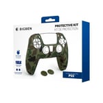 Silicon skin pour manette Sony Dualsense et une  paire de grips pour joystick pour PS5. Couleur: Camo