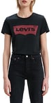 Levi's Women's The Perfect Tee- Large Batwing Logo T-Shirt, Stonewashed Black, S