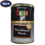 Paint Matt Finish Blackboard Black Quick Drying Interior Exterior Tin 300ml 4Pcs