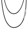 PROSTEEL Collier Homme Simili Cuir et Métal Chaîne Cordon Tressé Noir 46cm/2mm avec Fermeture Métallique