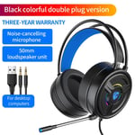 Casque de jeu filaire pliable mont¿ sur la tete avec micro pour PS4 PS5 Xbox Ordinateur PC Casque de musique avec contr¿le du volume-Bleu_XINENGJI