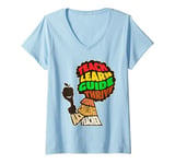 Womens Afro Teacher African American Inspirational Word Cloud V-Neck T-Shirt