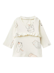 Benetton Baby Cat Print Cotton Long Sleeve Top, White Cream