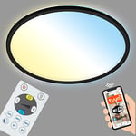 BRILONER - Lampe de plafond LED plate Smart Home, compatible avec Alexa, télécommande, lampe LED, plafonnier LED, lampe de salon, lampe de chambre, panneau LED, lampe de plafond, 29,3x2,5 cm, noir