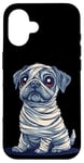 Coque pour iPhone 16 Chien mignon comme momie pour les amoureux des chiens et des momies