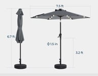 Parasol Lumineux 2.3 M Hexagonal Mât droit Gris anti-UV 500H 220 g/m²