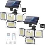 Lampe Solaire Exterieur Detecteur de Mouvement avec 333 LED - Eclairage Exterieur Solaire Puissant et Pratique pour Jardin, Terrasse et Chemins - Lumiere Solaire Exterieur de Securite 2Pcs