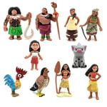 10Pcs Moana Maui Marine Princess Disney Action Figure Model Toy Doll Topper Gift