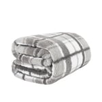 OHS Plaid en Polaire à Carreaux Gris - Couverture d'hiver Ultra Douce, Confortable, Chaude et épaisse pour lit - 125 x 150 cm