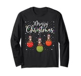 Merry Christmas Lights Coyote Santa Hat Ugly Xmas Long Sleeve T-Shirt