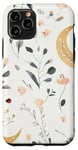 iPhone 11 Pro Whimsical Boho Watercolor Wildflowers Moon Insects Design Case