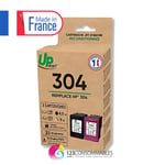 UPRINT Pack de 2 cartouches d'encre remanufacturées HP 304 noire et couleur – Fabriquées en France