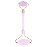 Double Head Rose Quartz Jade Slimming Face Beauty Massage Roller (Gold)