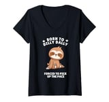 Womens Born to Dilly Dally Baby Sloth Forced to Pick up the Pace V-Neck T-Shirt