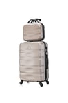 CELIMS - Set Valise Moyenne 65cm 20kg avec Vanity/Trousse de Toilette | Valise Moyenne Taille avec Vanity | Valise Soute | Champagne