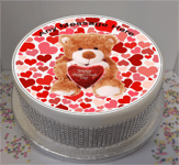 Personalised Happy Valentines Day Bear 8" Icing Sheet / Cake Topper