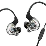 keephifi KBEAR KS1 in Ear Monitor Intra-Auriculaires IEM Écouteurs Intra-Auriculaires filaires Simples DD Casque antibruit pour Musiciens chanteurs (Transparent, avec Micro)