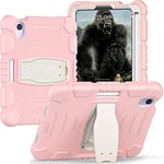 Coque résistante aux Chocs pour iPad Mini 6 2021, 3 Couches, Coque intégrale Robuste, Support de Crayon intégré pour iPad Mini 6 8,3", Version 2021, Taille M, Rose