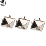 100st fyrkantiga Pyramid Punk Nitar 4 Klo Metall Dubbar för Armband Kläder Skor Handväska Silver 15mm