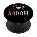 Sarah Gift Heart Rainbow Watercolor Love Heart Name Sarah PopSockets PopGrip: Swappable Grip for Phones & Tablets